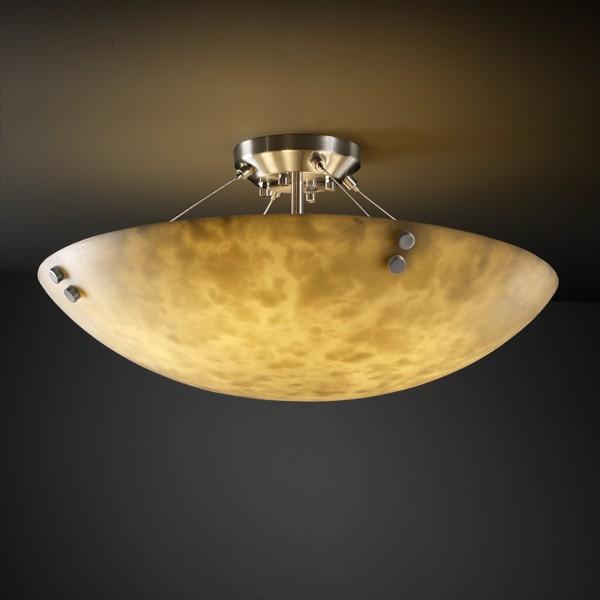 18" LED Semi-Flush Bowl w/ PAIR SQUARE W/ POINTS FINIALS