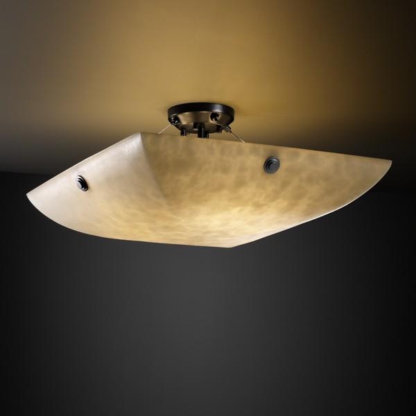 24" LED Semi-Flush Bowl w/ Concentric Circles Finials