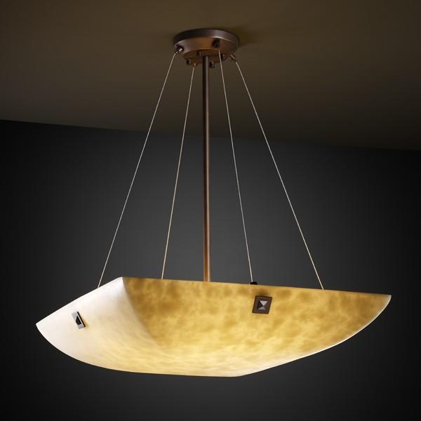 18" LED Pendant Bowl w/ PAIR CYLINDRICAL FINIALS