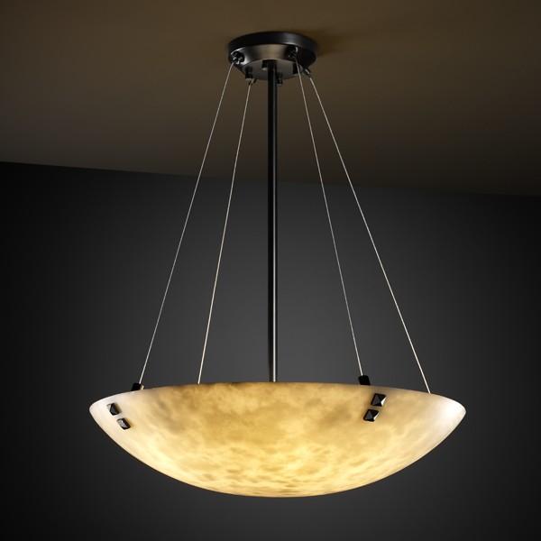 18" LED Pendant Bowl w/ Large Square w/ Point Finials