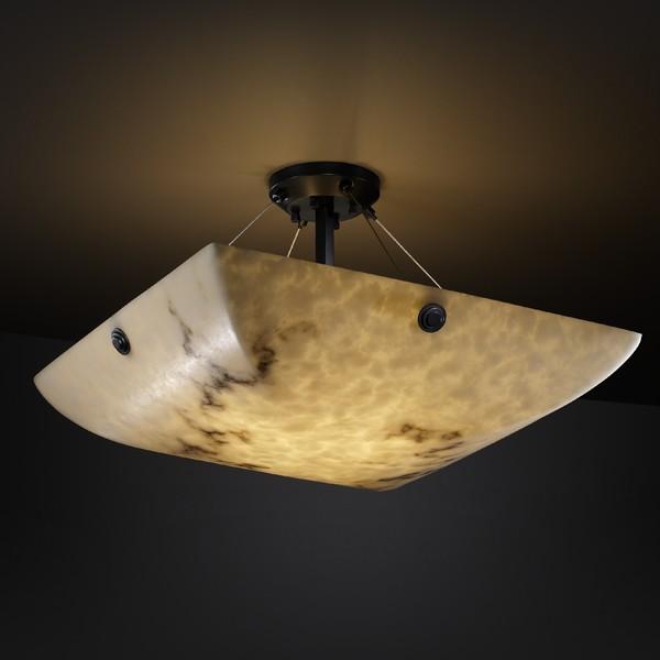 18" LED Semi-Flush Bowl w/ Pair Cylindrical Finials