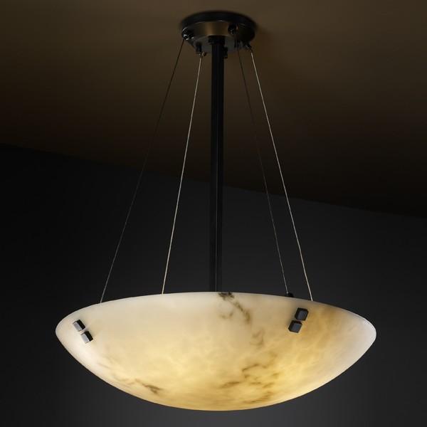 18" LED Pendant Bowl w/ Concentric Circles Finials