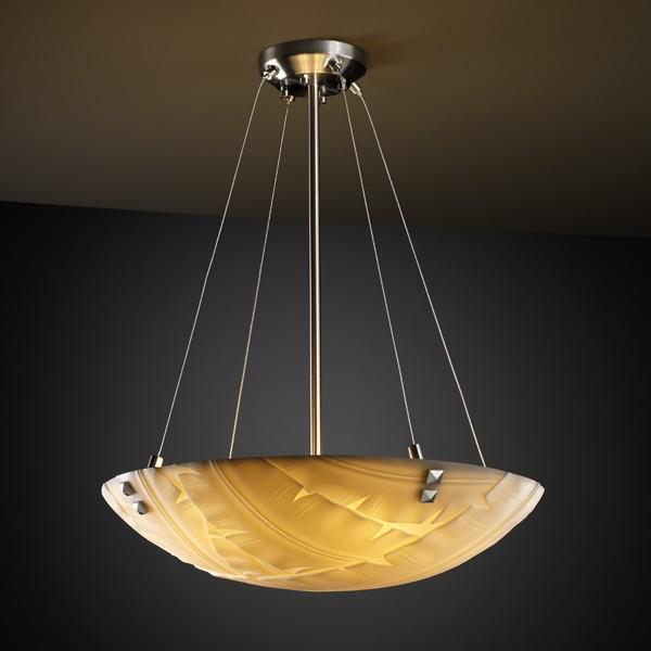 24" LED Pendant Bowl w/ PAIR SQUARE FINIALS