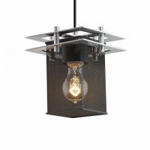 Justice Design Group MSH-8165-15-NCKL-BKCD - Metropolis 1-Light Small Pendant - Square Frame (2 Flat Bars)