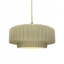 Justice Design Group CER-6553-VAN-BRSS-BEIG-TWST - Medium Tier Pleated 1-Light Pendant