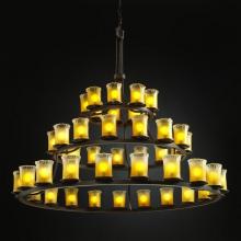 Justice Design Group GLA-8714-16-AMBR-DBRZ - Dakota 45-Light 3-Tier Ring Chandelier