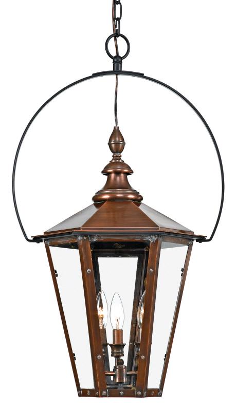 Three Light Clear Beveled Glass Hanging Lantern