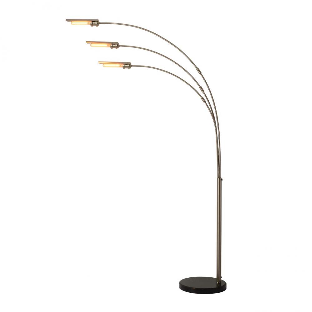 Newport 3 Arc Lamp, Satin Nickel