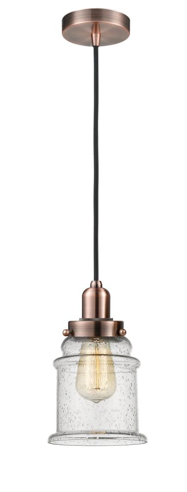 Whitney - 1 Light - 8 inch - Antique Copper - Cord hung - Mini Pendant