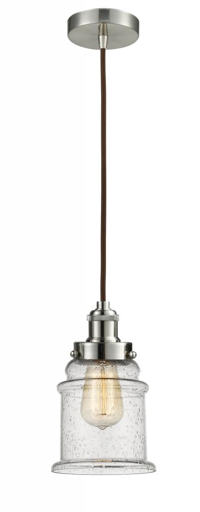 Edison - 1 Light - 8 inch - Satin Nickel - Cord hung - Mini Pendant