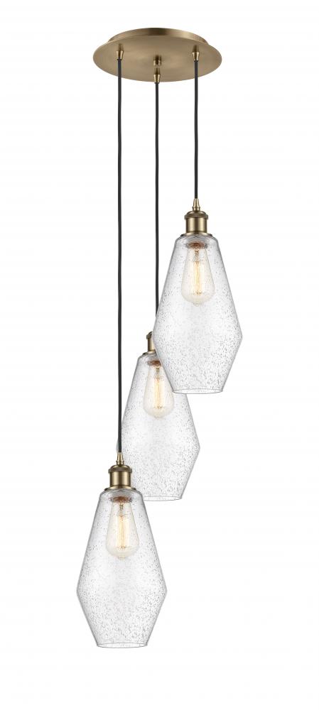 Cindyrella - 3 Light - 14 inch - Antique Brass - Cord Hung - Multi Pendant