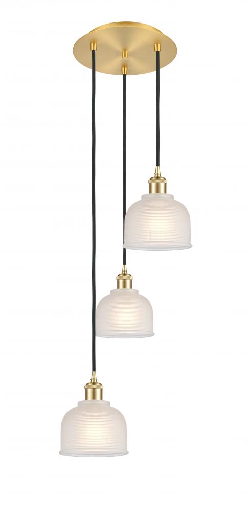 Dayton - 3 Light - 12 inch - Satin Gold - Cord Hung - Multi Pendant