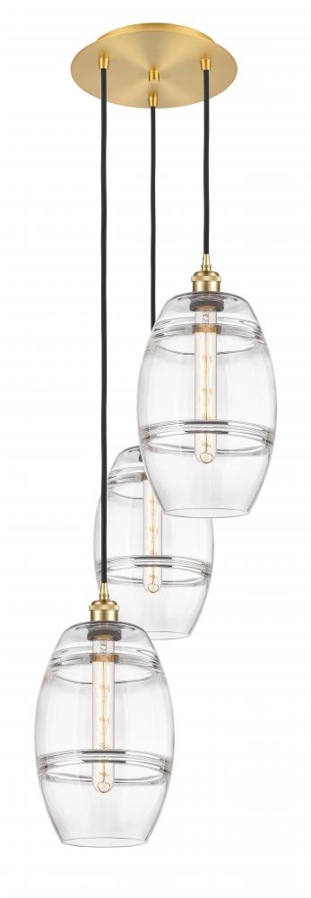 Vaz - 3 Light - 15 inch - Satin Gold - Cord hung - Multi Pendant