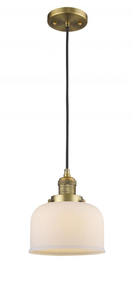 Bell - 1 Light - 8 inch - Brushed Brass - Cord hung - Mini Pendant