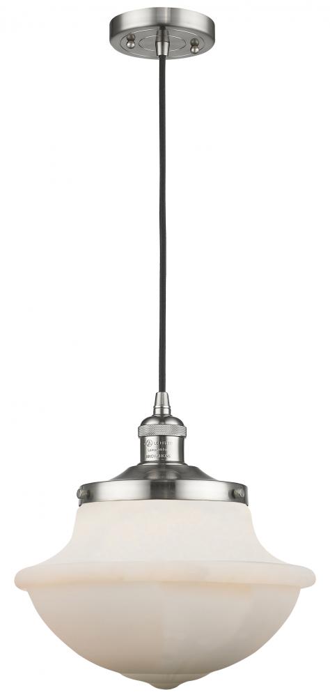 Oxford - 1 Light - 12 inch - Brushed Satin Nickel - Cord hung - Mini Pendant