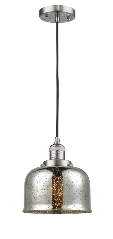 Bell - 1 Light - 8 inch - Brushed Satin Nickel - Cord hung - Mini Pendant