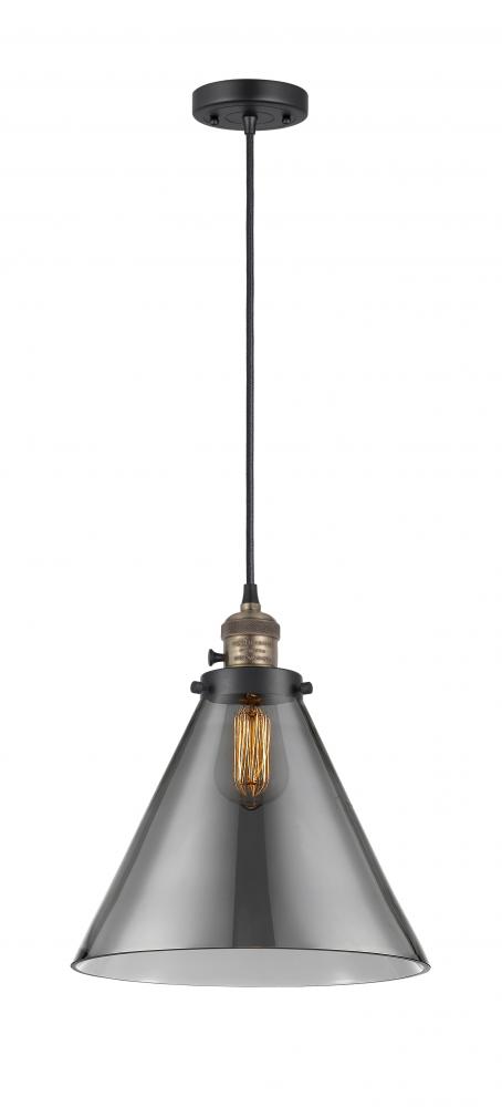 Cone - 1 Light - 12 inch - Black Antique Brass - Cord hung - Mini Pendant