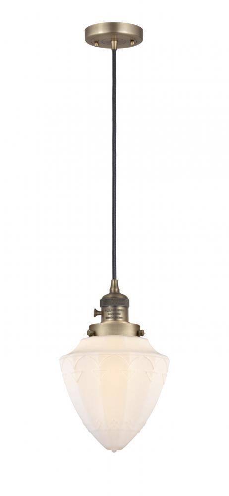 Bullet - 1 Light - 7 inch - Brushed Brass - Cord hung - Mini Pendant