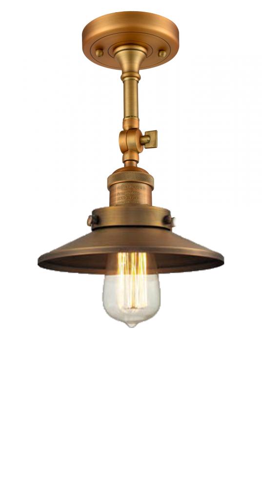 Railroad - 1 Light - 8 inch - Brushed Brass - Semi-Flush Mount