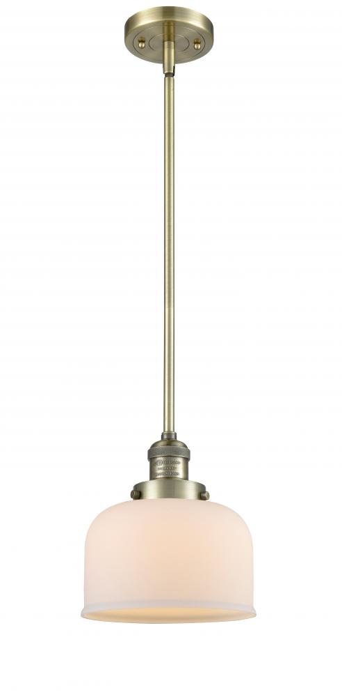 Bell - 1 Light - 8 inch - Antique Brass - Stem Hung - Mini Pendant