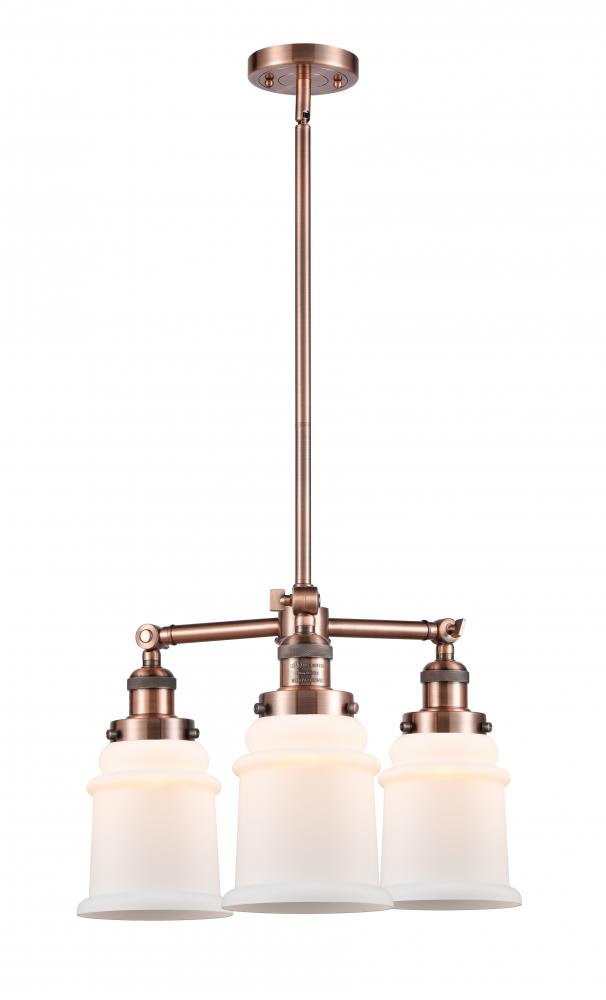 Canton - 3 Light - 18 inch - Antique Copper - Stem Hung - Chandelier