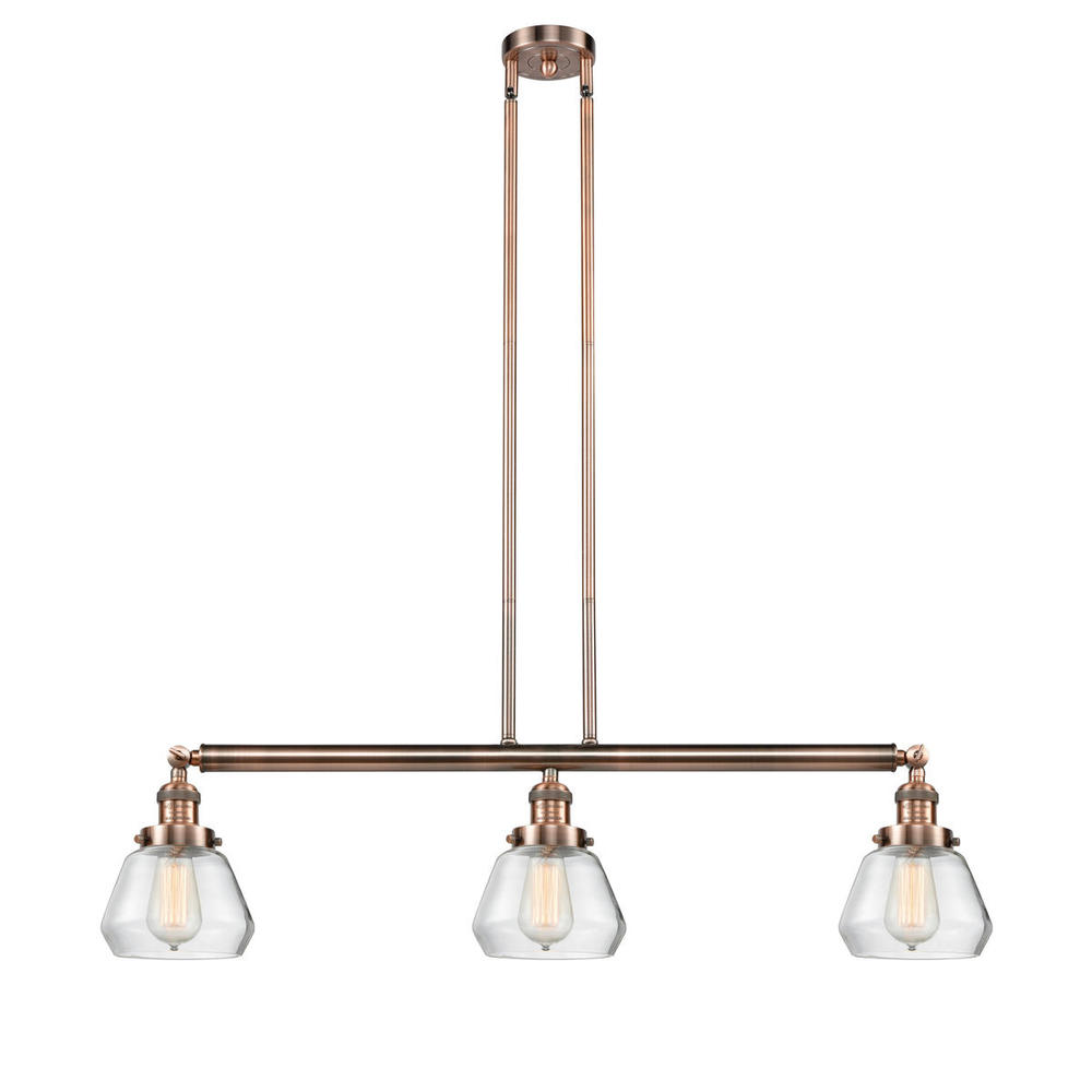 Fulton - 3 Light - 39 inch - Antique Copper - Stem Hung - Island Light