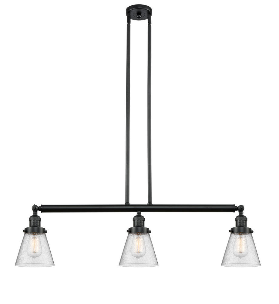 Cone - 3 Light - 39 inch - Matte Black - Stem Hung - Island Light