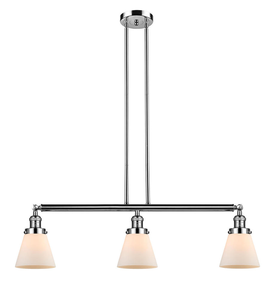 Cone - 3 Light - 39 inch - Polished Nickel - Stem Hung - Island Light