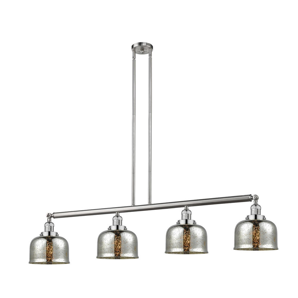 Bell - 4 Light - 53 inch - Brushed Satin Nickel - Stem Hung - Island Light