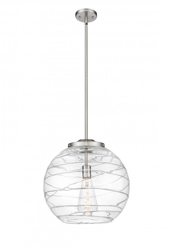 Athens Deco Swirl - 1 Light - 16 inch - Brushed Satin Nickel - Stem Hung - Pendant