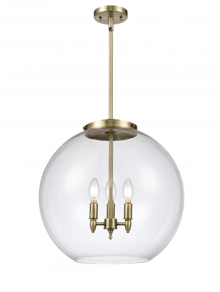 Athens - 3 Light - 18 inch - Antique Brass - Cord hung - Pendant