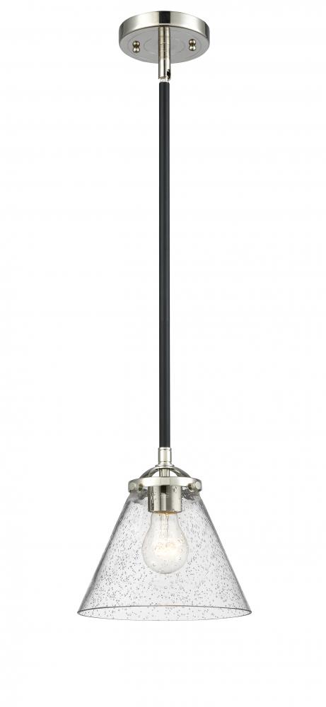 Cone - 1 Light - 8 inch - Black Polished Nickel - Cord hung - Mini Pendant