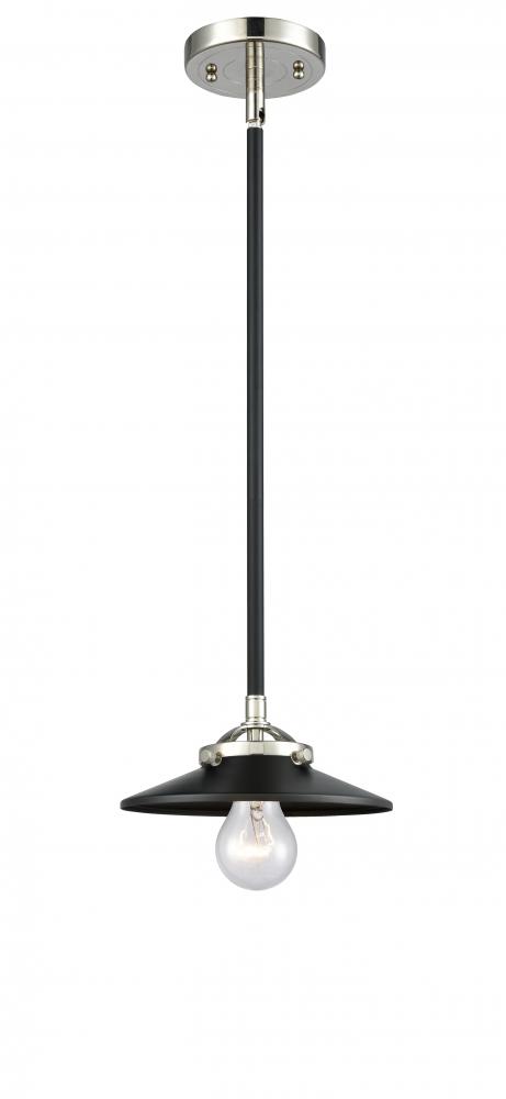 Railroad - 1 Light - 8 inch - Black Polished Nickel - Cord hung - Mini Pendant