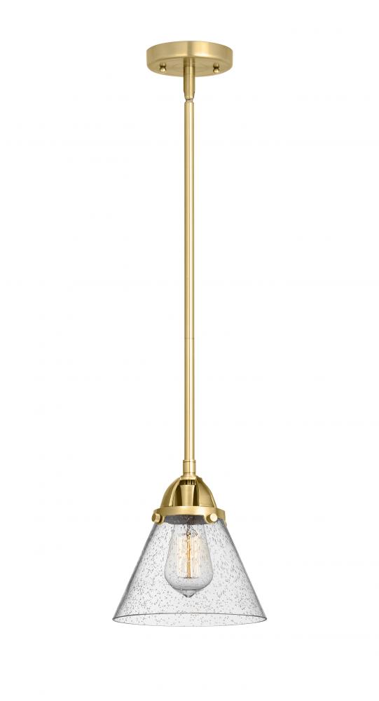 Cone - 1 Light - 8 inch - Satin Gold - Cord hung - Mini Pendant