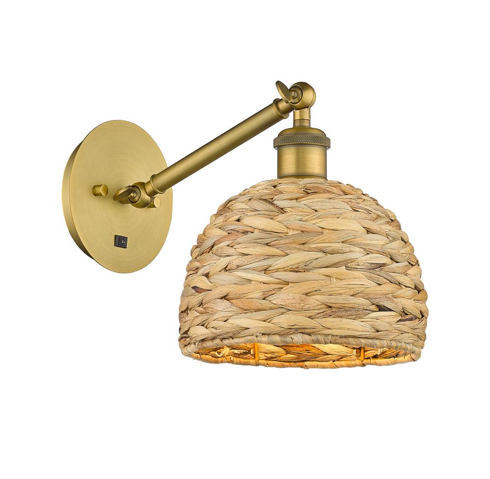 Woven Rattan - 1 Light - 8 inch - Brushed Brass - Sconce