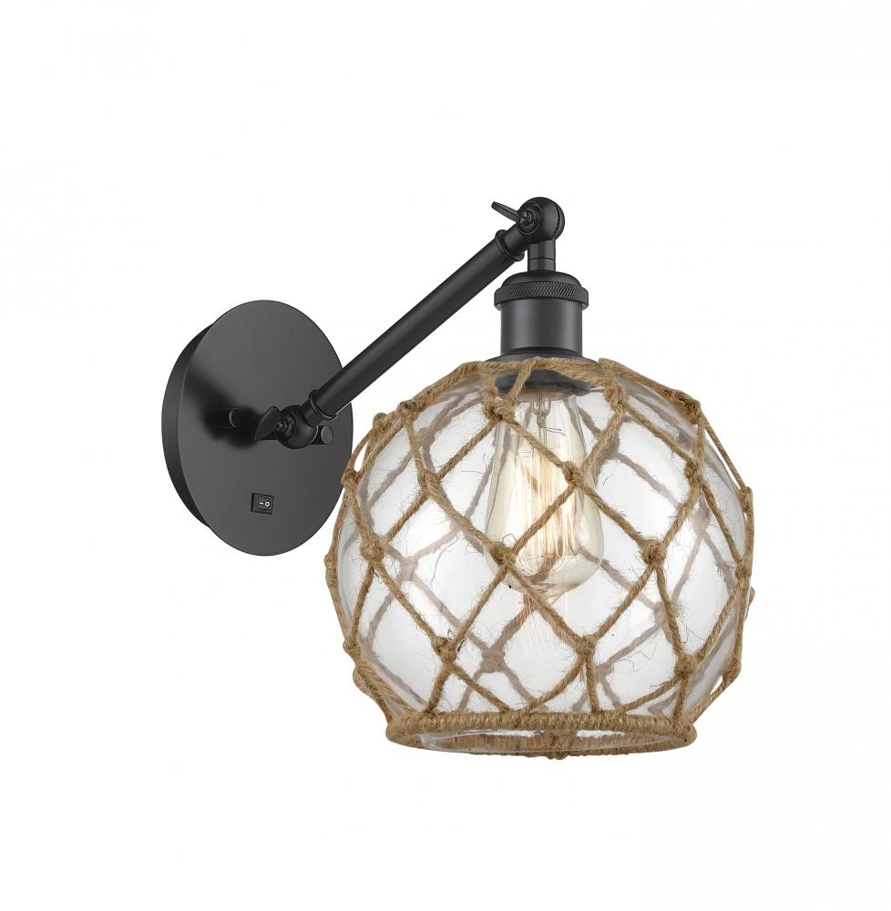 Farmhouse Rope - 1 Light - 8 inch - Matte Black - Sconce