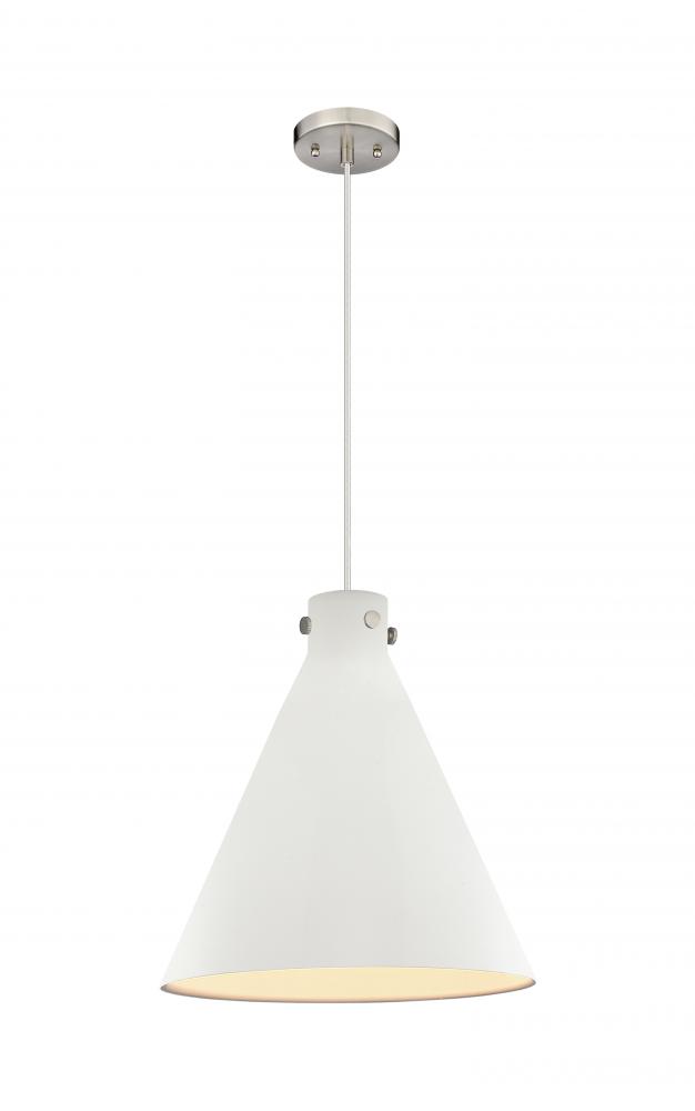 Newton Cone - 1 Light - 18 inch - Satin Nickel - Cord hung - Pendant