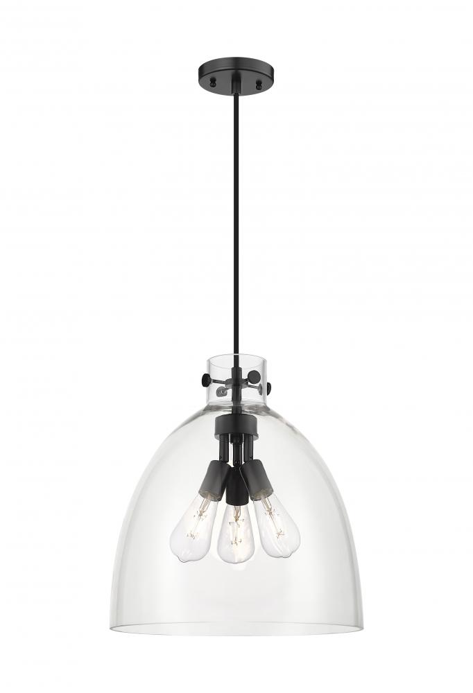 Newton Bell - 3 Light - 16 inch - Matte Black - Cord hung - Pendant