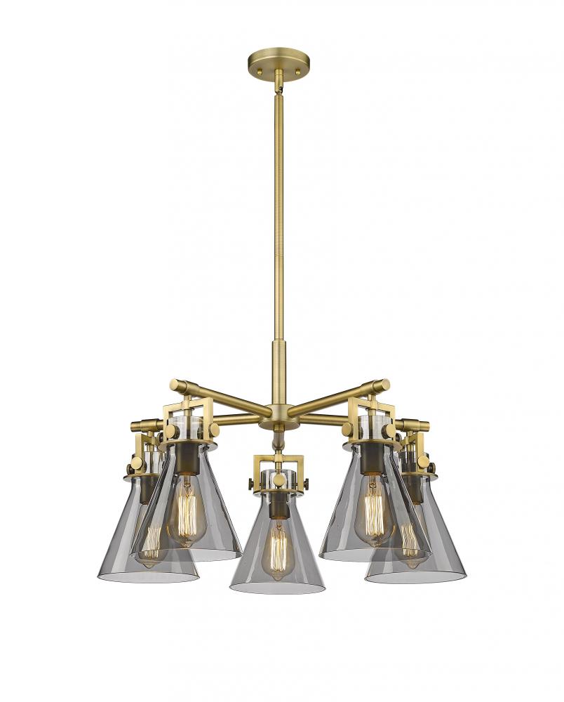 Newton Cone - 5 Light - 26 inch - Brushed Brass - Chandelier