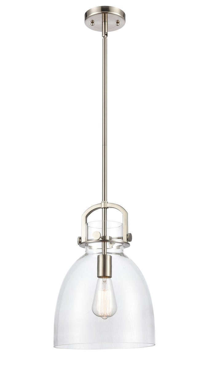 Newton Bell - 1 Light - 10 inch - Brushed Satin Nickel - Stem Hung - Mini Pendant