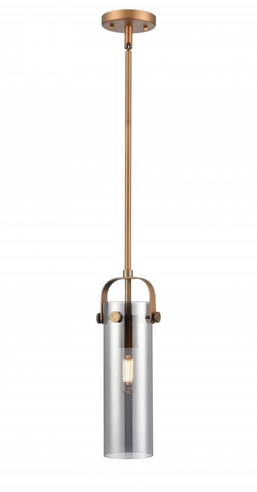 Pilaster II Cylinder - 1 Light - 12 inch Long Glass - Brushed Brass - Pendant