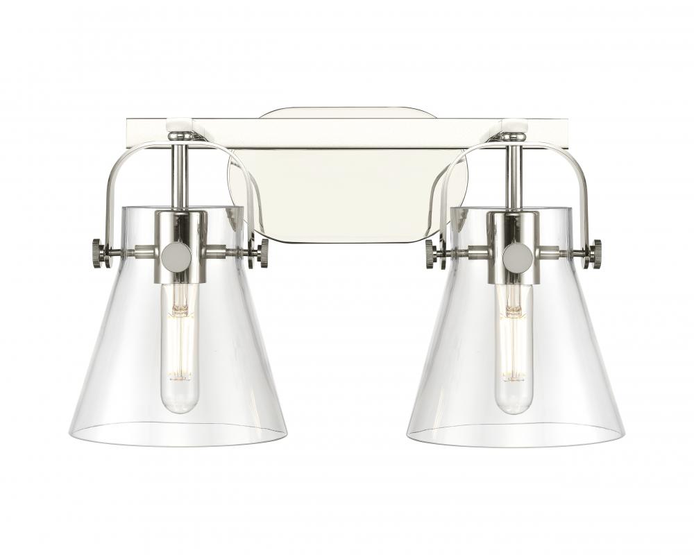 Pilaster II Cone - 2 Light - 17 inch - Polished Nickel - Bath Vanity Light