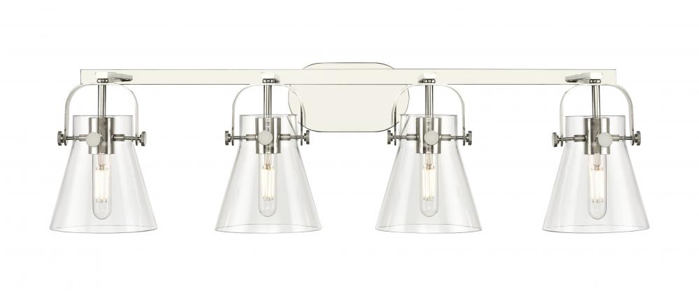 Pilaster II Cone - 4 Light - 37 inch - Polished Nickel - Bath Vanity Light