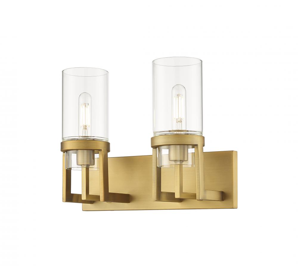 Utopia - 2 Light - 15 inch - Brushed Brass - Bath Vanity Light