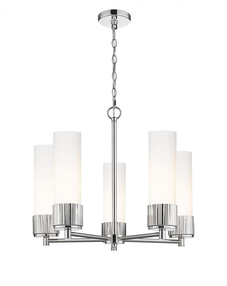 Bolivar - 5 Light - 25 inch - Polished Nickel - Chain Hung - Chandelier