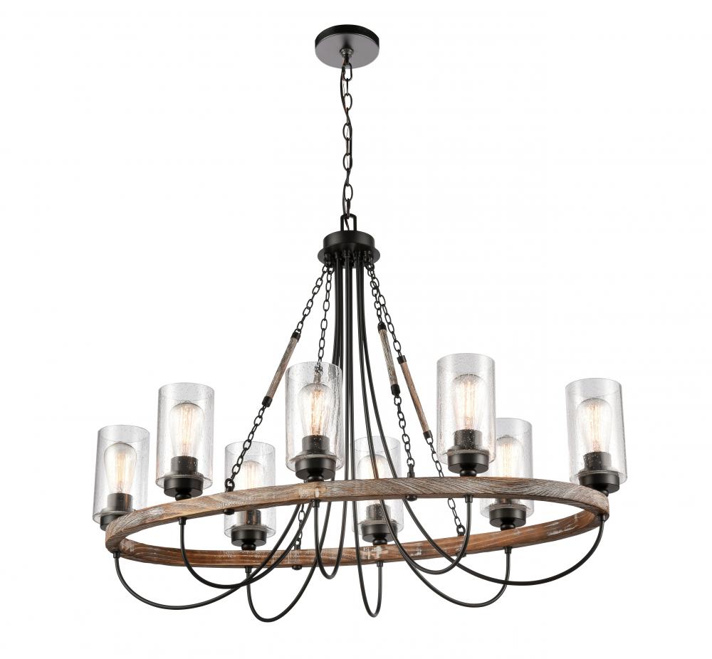 Paladin - 8 Light - 39 inch - Matte Black - Chain Hung - Chandelier