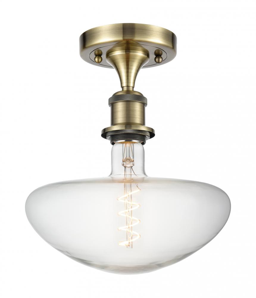 Bare Bulb - 1 Light - 5 inch - Antique Brass - Semi-Flush Mount