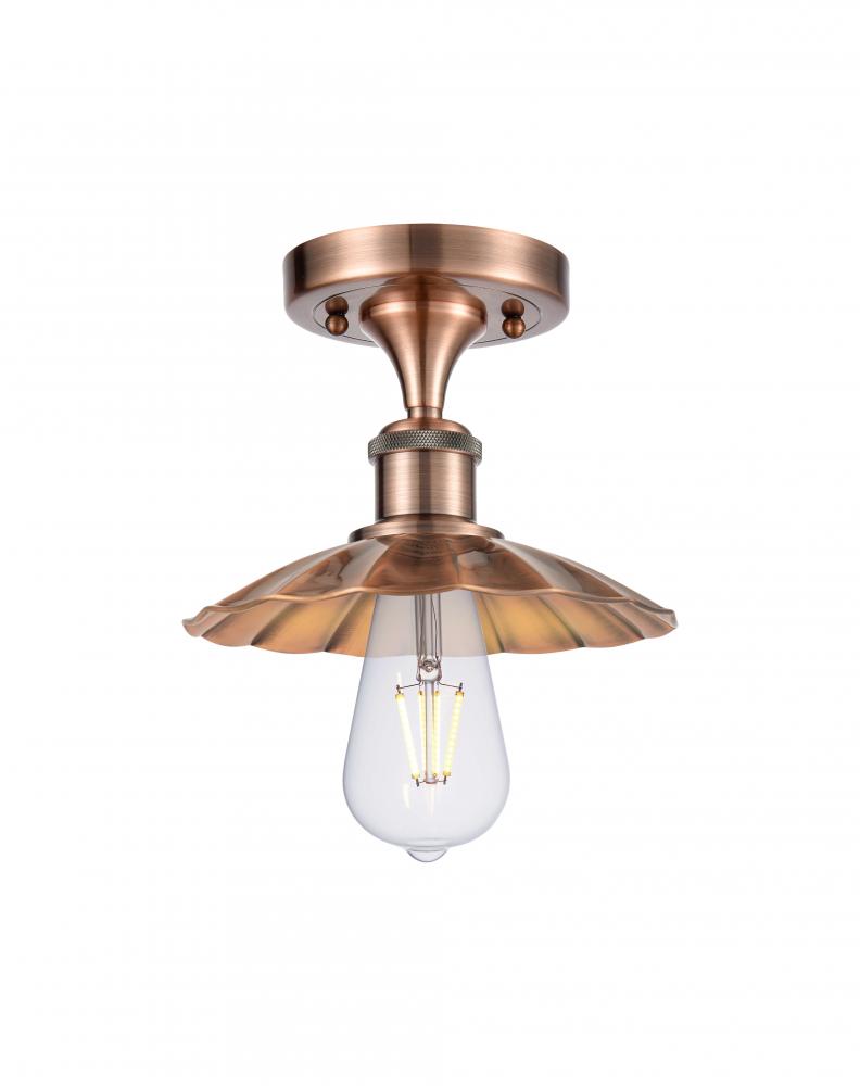 Scallop - 1 Light - 8 inch - Antique Copper - Semi-Flush Mount