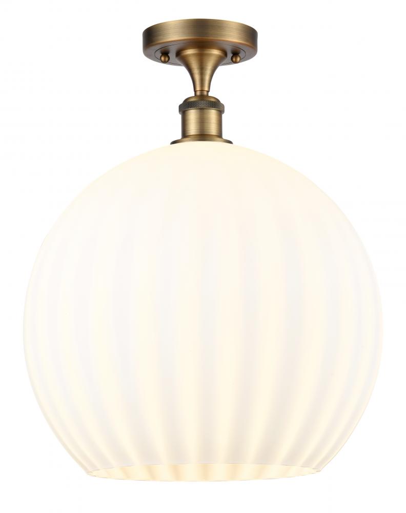 White Venetian - 1 Light - 14 inch - Brushed Brass - Semi-Flush Mount