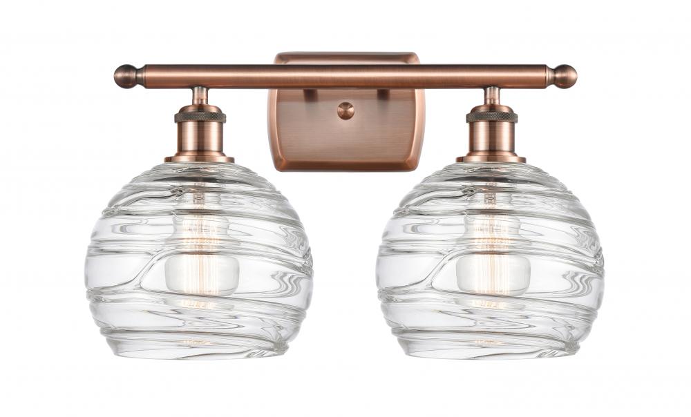 Athens Deco Swirl - 2 Light - 18 inch - Antique Copper - Bath Vanity Light